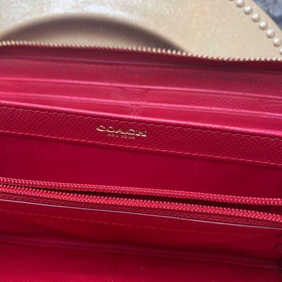 Red Coach Leather Wallet - Picture 6 of 13